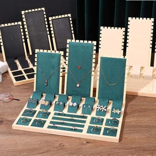 Wood Jewelry Display Ring Earrings Stand Necklace Display Stand Wooden Multiple Necklace Easel Showcase Display Holder for Neck