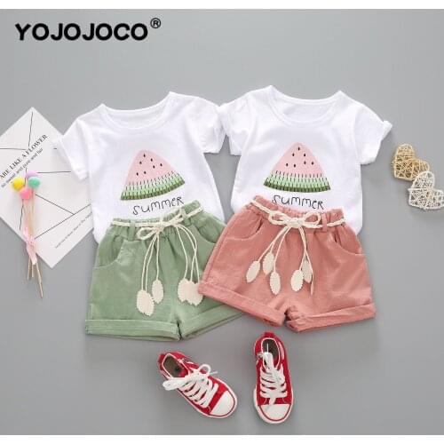 Baby girl clothes 0-4 years old summer cotton suit girls casual clothes watermelon print short-sleeved shorts two-piece suit