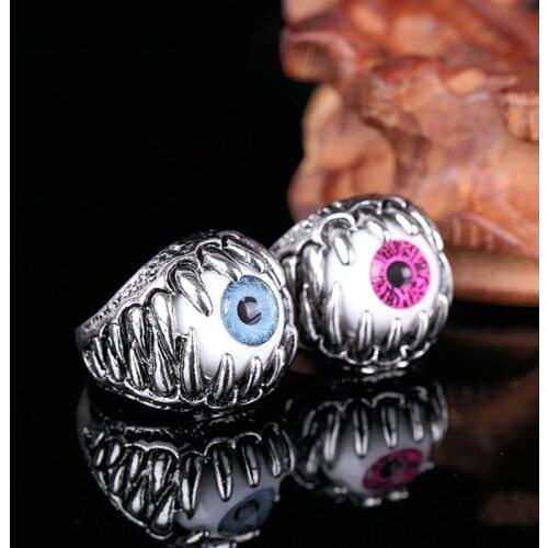 Retro Octopus Eyes Houndstooth Eyes Creative Ring Punk Men’s Jewelry Gothic Matching Big Ring Party Gift Jewelry Female