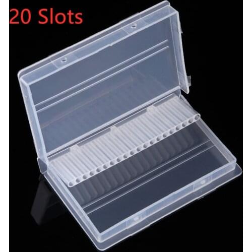 20 Slots Clear Nail Drill Bit Plastic Storage Box Holder Container Manicure Cutters Display Nail Accessorie 2020