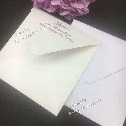50pcs/lot 16*16cm white/ivory Square wedding invitations printing date name envelopes special invitation universal envelope