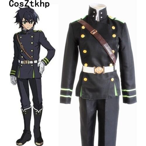 Anime Seraph Of The End Owari no Seraph Yuichiro Hyakuya Cosplay Costume Full Set Uniform(Top + Pants + Belt + Shoulder Strap)