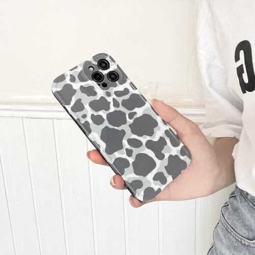 Leopard milk case for iphone 7 8 Plus 11 12 Pro 12Pro 11Pro XR XS Max X frame protector soft silicon phone cover girl coque gray