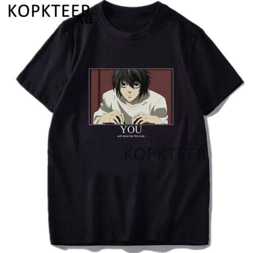 Death Note Yagami Light and L T Shirt Anime Cartoon Manga Summer Short Sleeve T Shirt Fashion Streetwear Casual Hip Hop T Shirts