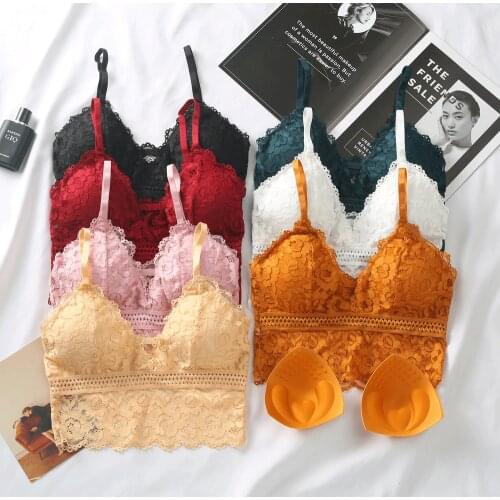 Linbaiway Women French Style Lace Bras Underwear Bralette Seamless Push up Wireless Female Soft Bras Lingerie Intimate Brassiere
