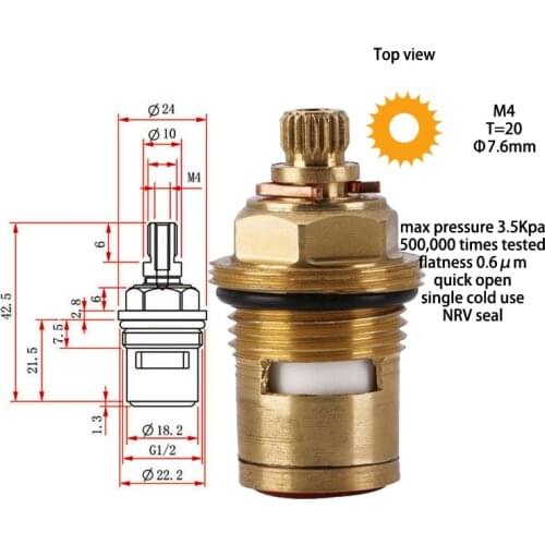 45mm All-Copper Body Quick-Opening Valve Core, Single Cold Ceramic Piece, Copper Head, Faucet Repair Parts Batch
