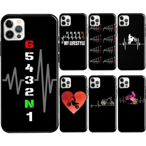 Motorcycle Heartbeat Soft Cover For iPhone 12 11 Pro Max X XR XS Max 5S SE 2020 8 7 Plus 12 Mini Phone Case