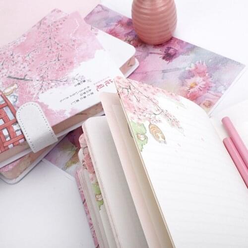 2021 1pcs New diary book Sakura notebook girl heart account diary plan notebook small fresh magnetic buckle notebook diary A5