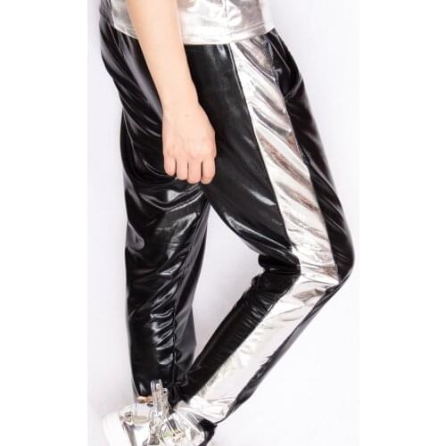 New Fashion Silver Bronzing Patchwork Leisure Time Stage Performance Hiphop Jazz Stage Show Clothing Dance Haren Pants M-XL
