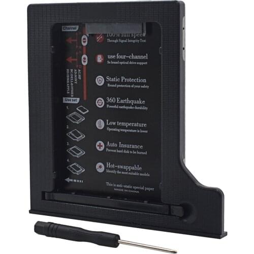 New Universal 9.5mm 2nd HDD Caddy SATA 3.0 Aluminum Material For Laptop DVD-ROM Dual LED for 2.5" SSD Hard Disk Case Enclosure