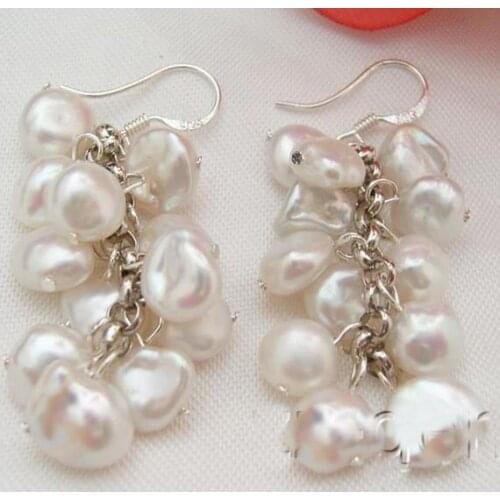 New Arrival Favorite Pearl Earrings 6-11mm Natural White Keshi Freshwater Pearls S925 Silver Hook Dangle Earring Women Gift