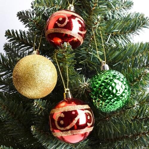 Christmas ball pendant Christmas tree pendant 6CM boxed Christmas ball gold red green plastic ball pendant Christmas gift