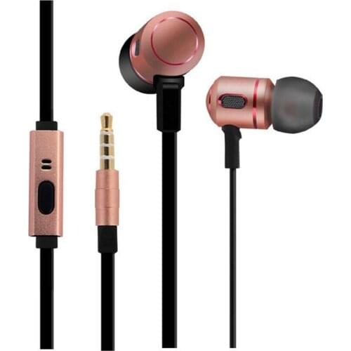 Plated Housing Earphone with Microphone 3.5mm HD HiFi In Ear Earphones Monitor Bass Stereo Earbuds for Phone Headset