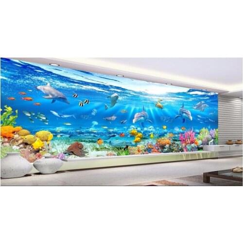 Custom photo 3d wallpaper Submarine world submarine landscape fish coral 3d wall murals wallpaper for walls 3 d living room