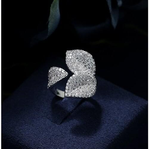 Top new Fashion AAA cubic zircon multi-layered Baguette Ring Leaf Ring cuff copper base for women gift