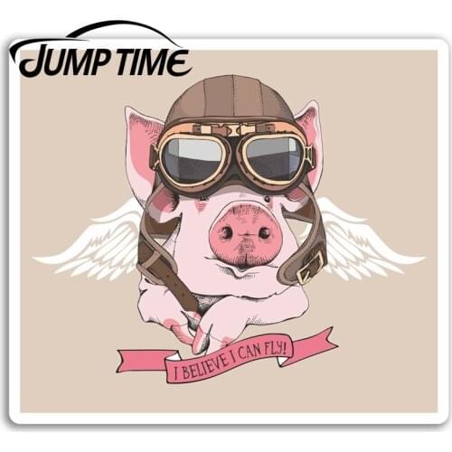 Jump Time Funny Flying Pig Vinyl Stickers Joke Sticker Laptop Luggage Car Assessoires Window Decals Car Wrap DIY