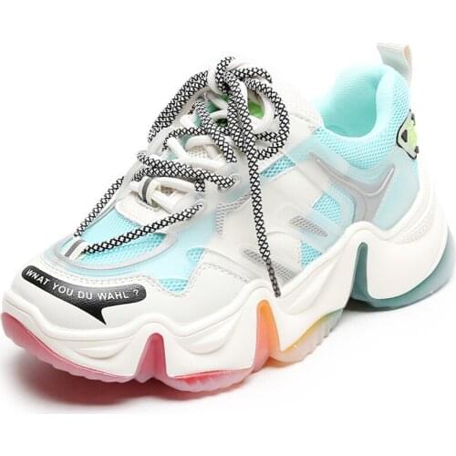 RASMEUP Genuine Leather Womens Platform Sneakers 2020 Summer Mesh Breathable Women Chunky Shoes Ladies Trainers Footwear