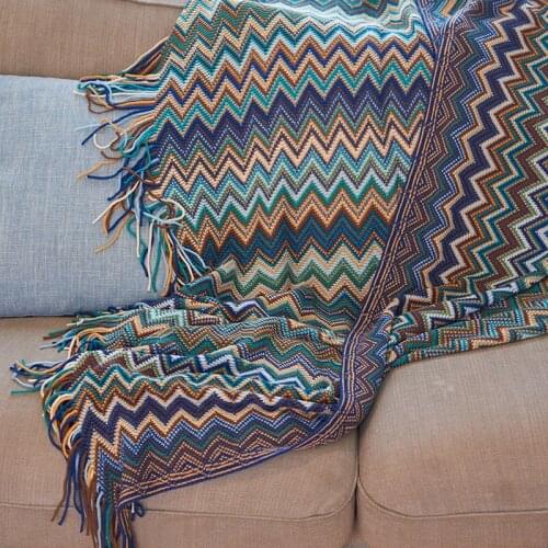 Colorful Bohemia Blanket with Tassels Throw Blanket for Sofa Rectangle Knitted Night Blanket mantas de cama T477