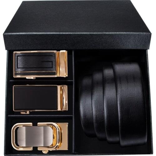 Genuine Leather Belts For Men Automatic Male Belts Cummerbunds Men Black Belts Cinturon Hombre Strap DiBanGu Luxury Belt Box Set