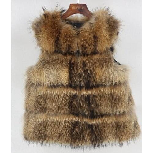 Luxury Winter Jacket Vest 2020 New Women Big Fluffy Real Fur Coat Natural Raccoon Fur Thick Warm Outerwear Streetwear Waistwear