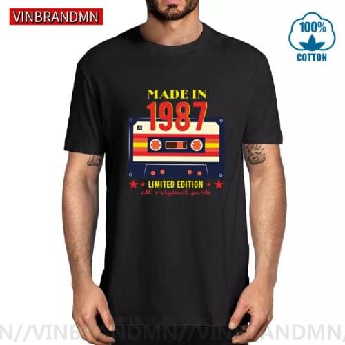 Made In 1987 Tshirt never forget VHS magnetic tape disc cassette disk Funny T shirts causal good memory retro mens 1987 T-shirt