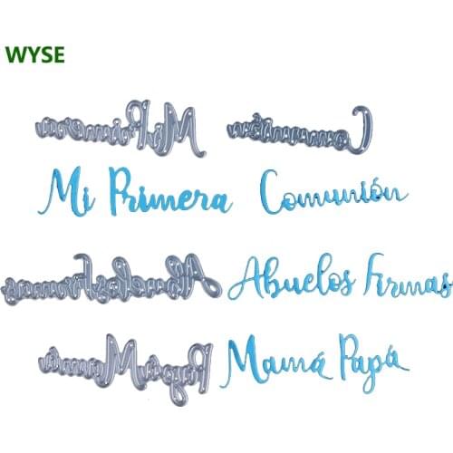 WYSE Spanish Metal Cutting Dies Dad Mama My first Communion Word Craft Die Scrapbooking for DIY Decorative Photo Album Template