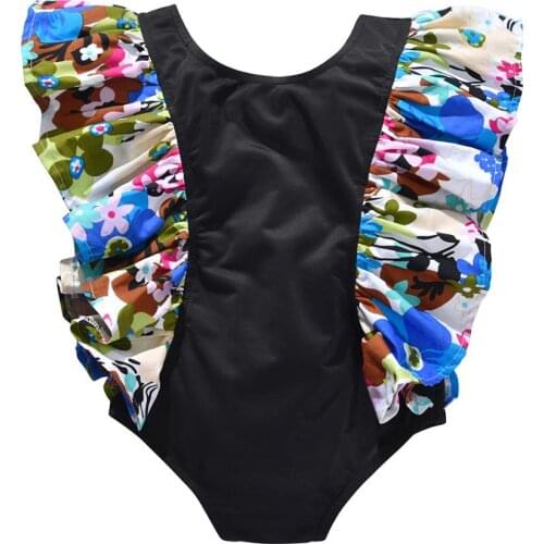 Little Girls Cute One Piece Swimsuits Floral Hawaiian Ruffle Swimwear Beach Swimming Bathing Suit for 2-7 Years Childrens