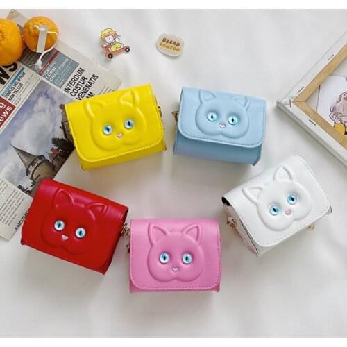 Lovely Cat Childrens Small Crossbody Bags Fashion Chain Girls Baby Mini Coin Purse Handbags Princess Wallet Square Shoulder Bag