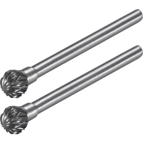 Uxcell 2pcs Carbide Burrs Double Cut Rotary Burrs File Ball Shape Cutting Burrs 1/8" Shank 1/4" Head for Die Grinder Bits