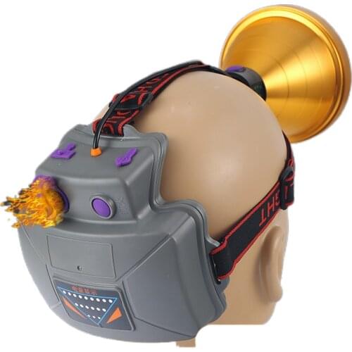 Bright headlight glare sensing head mounted 12V rechargeable lithium battery 9 flashlight LED lamp long-range nuclear laser cann