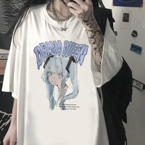 Harajuku Women T-Shirt 2021 Summer Character Print Short Sleeve T-shirts Female Aesthetic Oversized T-shirt Tops Woman Clothes