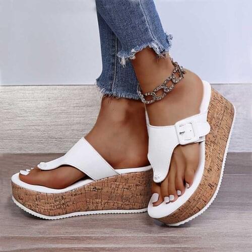 Women 7.5cm Thick Bottom Sandals Slip-On Shoes Casual Female Wedge Platform Flip Flops Slippers 2021 Summer Ladies Shoe