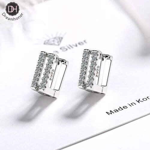 Square Rhinestone Earrings Female Geometric Japanese Style Simple Double Row Short Design Earrings