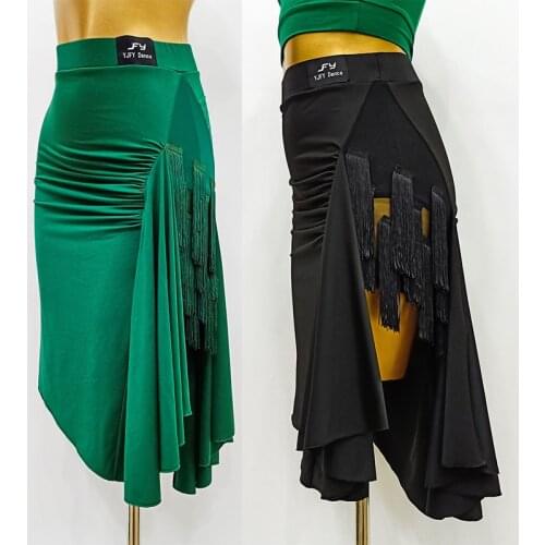 Female Latin Dance Skirts Woman Tassel Dress Sexy Swing Fringe Clothes Performing Rumba Cha Cha Salsa Costume Black Dress 1929
