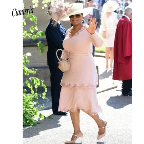 Plus Size Lace Short Mother Of The Bride Dresses V-neck Long Sleeves Prom Party Wear Evening Gowns Knee Length Mother Dress