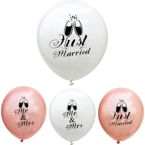 Gold 12 Inch Balloon Wedding Decoration Mrs Mr Decorative Rose Latex Just Married White 074