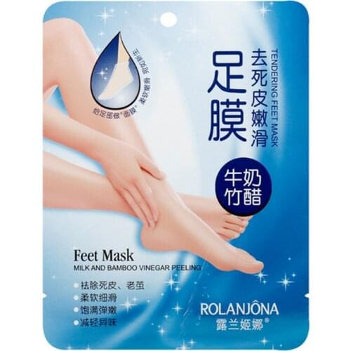 1 Pair=2 Pcs Peeling Exfoliating Foot Mask Milk Bamboo Vinegar Feet Mask Remove Dead Skin Cuticles Heel Foot Care Pedicure Tool