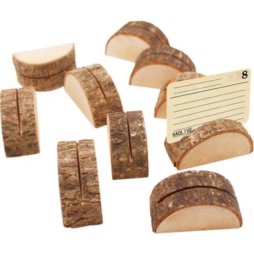 10pcs Wooden Table Holder Place Card Holders Note Photo Picture Clip Wood Wedding Party Direction Store Signs