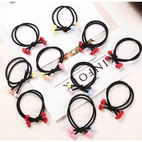 10pcs New Fashion Rabbit Heart Star Red Pearl Hair Tie Hair Rubber Band Hair Holster Hair Band Accessories Girl Charms Tie Gum