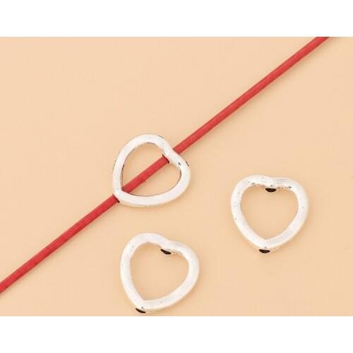 100pcs/Lot Tibetan Silver Open Love Heart Spacer Beads Charms for DIY Bracelet Jewelry Making Accessories