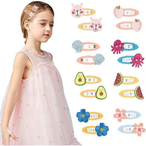 12pairs/lot Kids Lovely Girls Hair Clips Rabbit Conch Elephant Hairpins Hair Accessories Children BB Barrette Hair Accessories