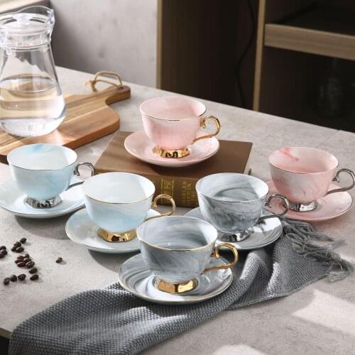 180ML Ceramic Afternoon Black Tea Cups And Saucers Bone China Milk Tea Coffee Cup With Tray Porcelain Drinkware Set