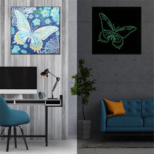 Huacan DIY Special Shaped Diamond Painting Animal Luminous Diamond Embroidery Sale Butterfly Mosaic Decor For Home