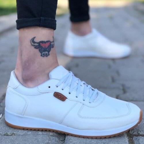 BA0002 Bağcıklı Sneakers Beyaz Erkek Casual Spor Ayakkabı Çok Şık Ve Kaliteli Tasarım Türk Malı Tüm Kıyafetle Giyilir Ucuz Fiyat