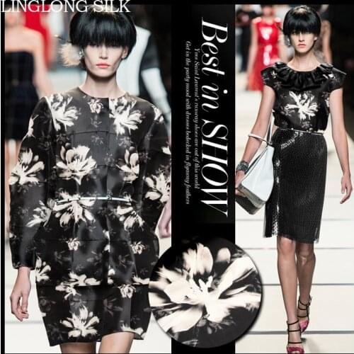 PRINT SILK ORGANZA SATIN FABRIC 14m/m Width 53"-135cm100% Pure Silk Fabric Organza Hard Lace Fabric Wedding Dress Fabric Floral