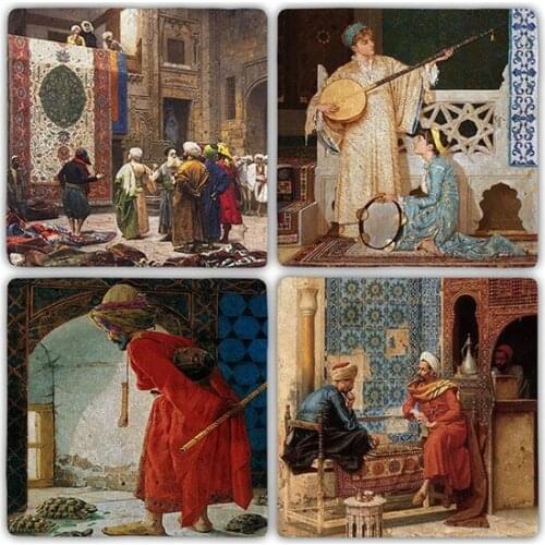 Decor Natural Stone Coaster 4'lü Set 10x10 cm decorative objects Декоративные элементы Objetos decorativos