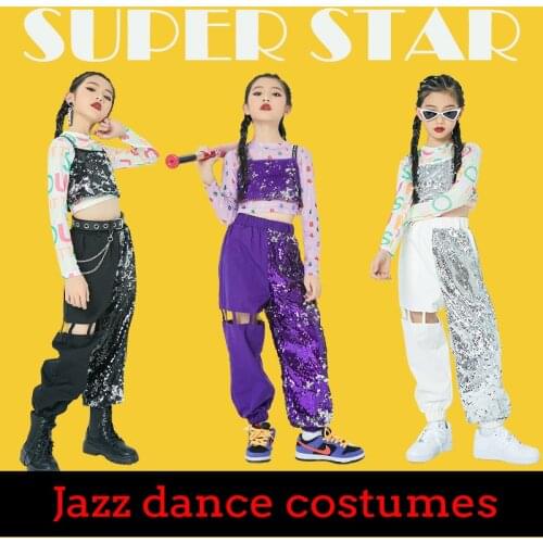 Children Jazz Dance Costumes For Girls Sequins Hiphop Suit Modern Dance Performance Clothes Hip Hop Dancing Rave Wear DQS6307