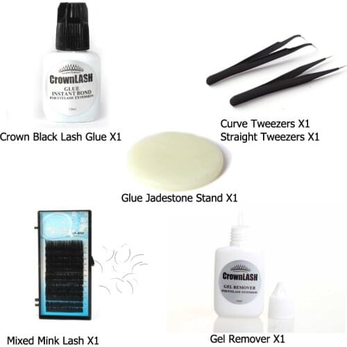 Hot Individual False Eyelash Extension Set Kit Eyelashes Makeup Tool Lashes Glue +Glue Remover+Mixed Lashes +Glue Holder Stand