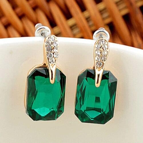 Hot! Womens Luxury Rhinestone Square Alloy Party Eardrop Ear Studs Earrings Jewelry