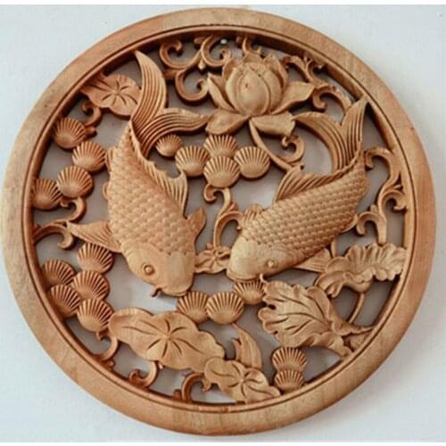 Chinese Handmade Sculpture Lotus Flowers Double Fishes Animal Statue Bring Wealth And Good Luck